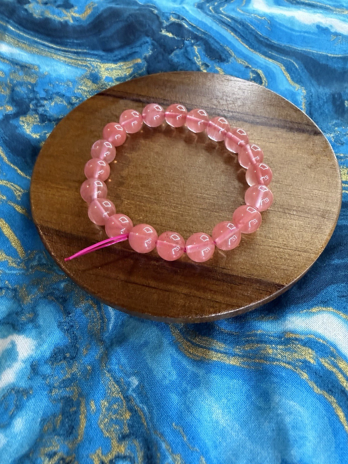 Watermelon Quartz Crystal Bead Bracelet