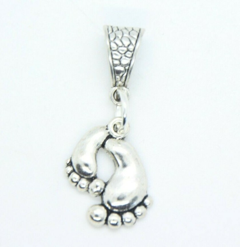 Baby Feet Charms Clip On Lobster Claw Clasp, Side Slider Charms New Mom Shower