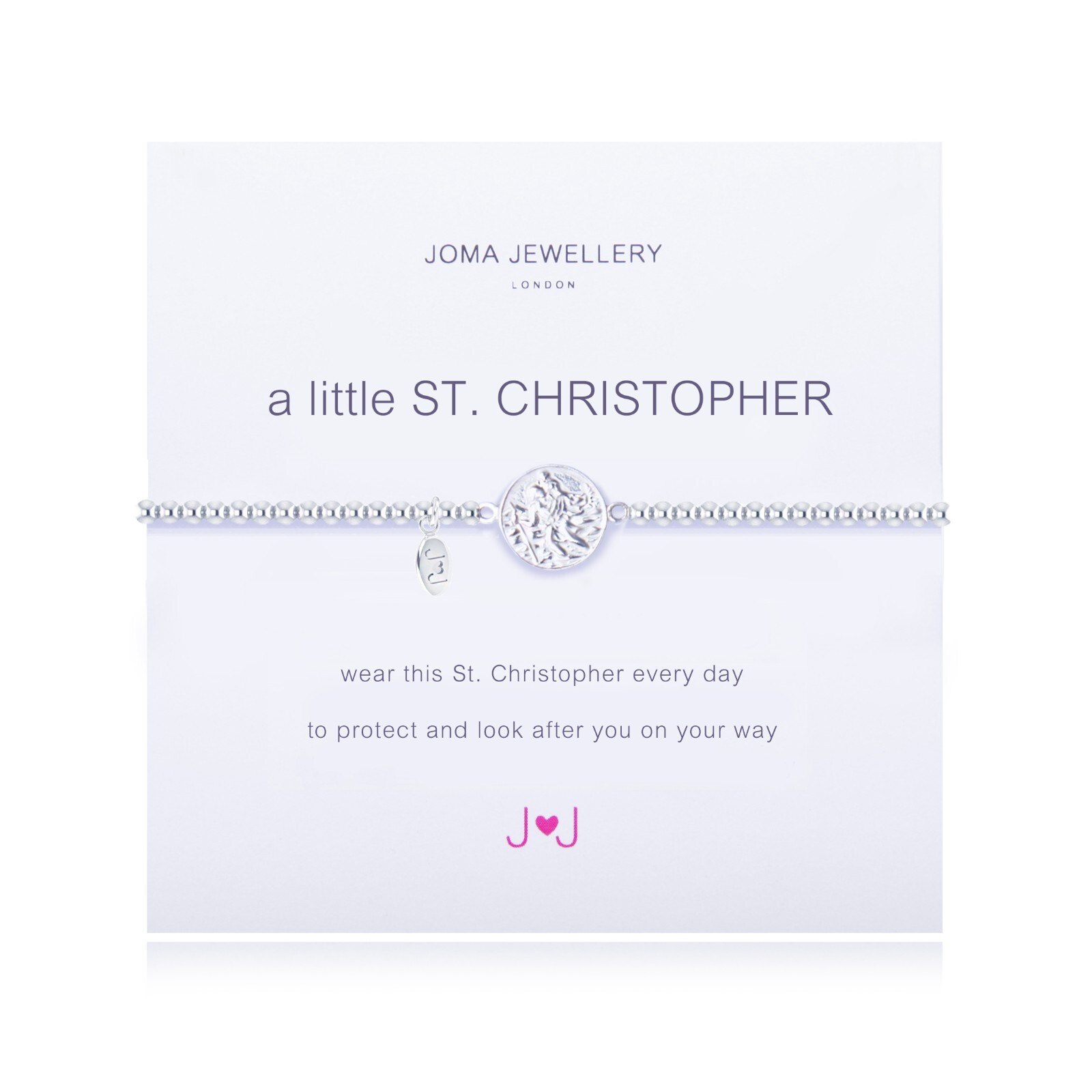 Joma Jewellery Silver Plated Beaded Bracelet A Little ST CHRISTOPHER + Gift Bag