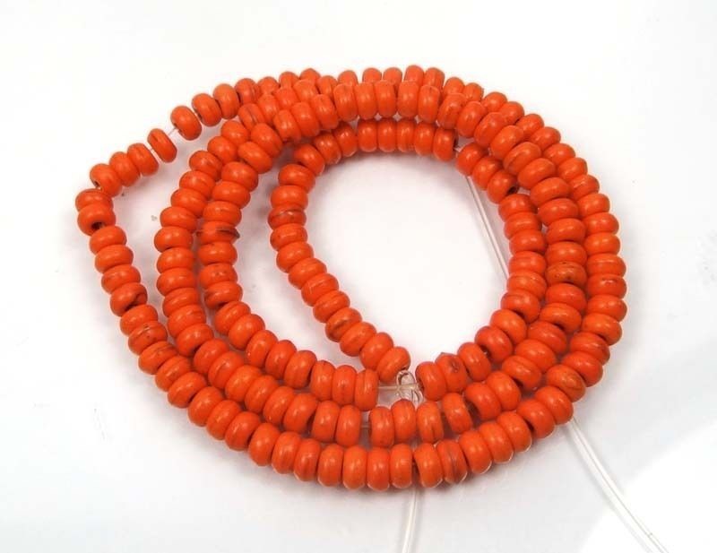 4x2mm Turquoise Rondelle Beads 16″ – Orange