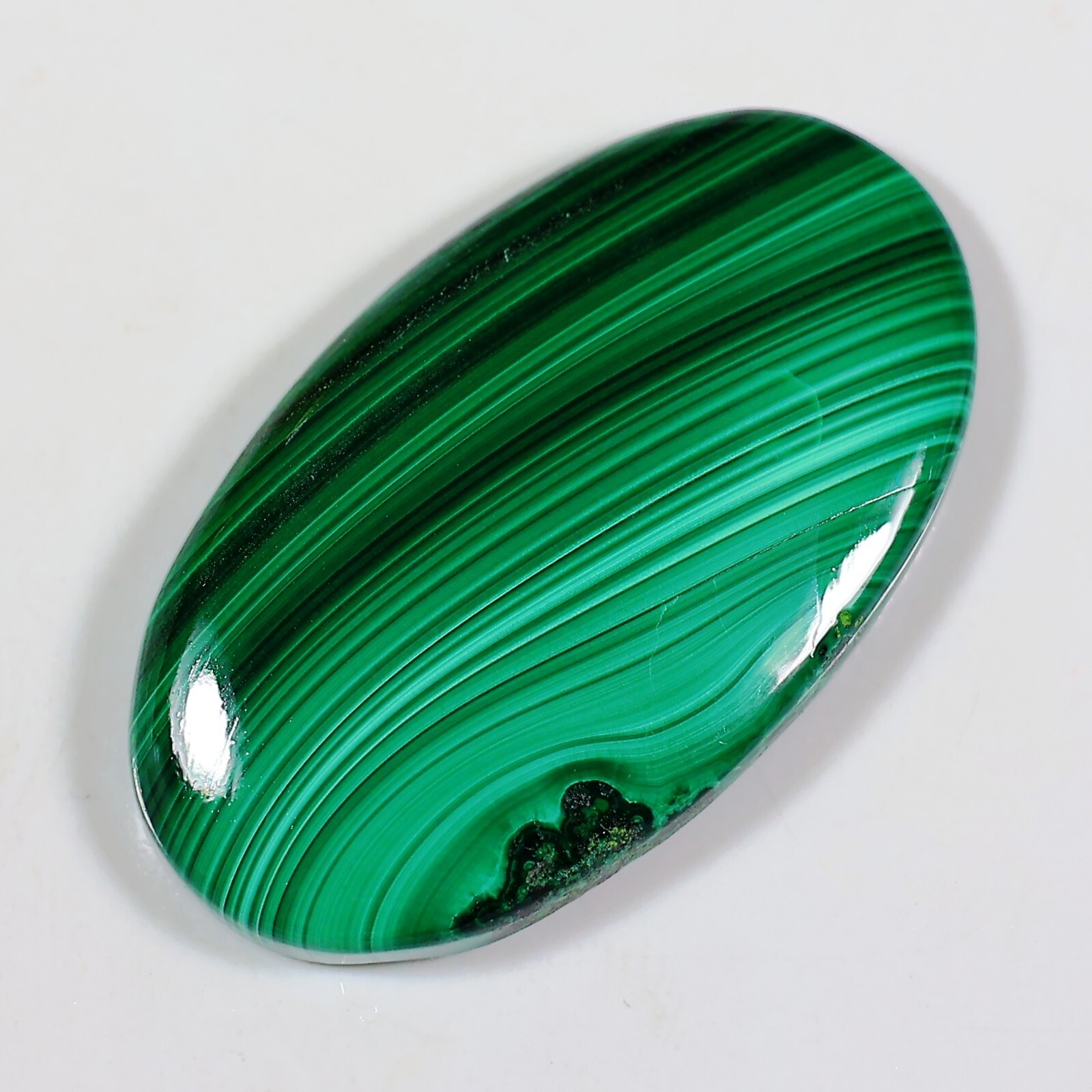47 Ct 5X19X33 mm NATURAL GREEN MALACHITE OVAL CABOCHON JEWELRY GEMSTONES JB-21