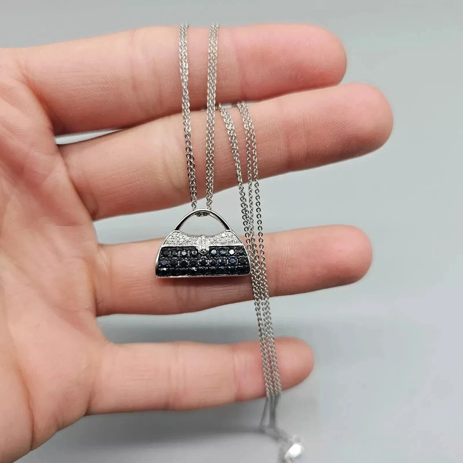 2.2CT Round Lab Created Black Onyx Women’s Purse Pendant 14k White Gold Plated