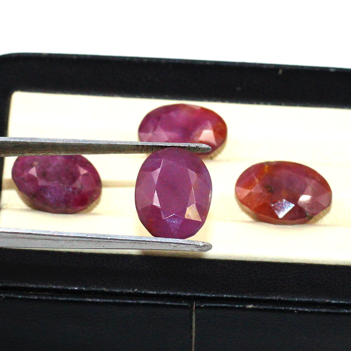 4 Pcs Natural African Ruby Untreated 14.7mm-15.7mm Oval Cut Loose Gemstones Lot