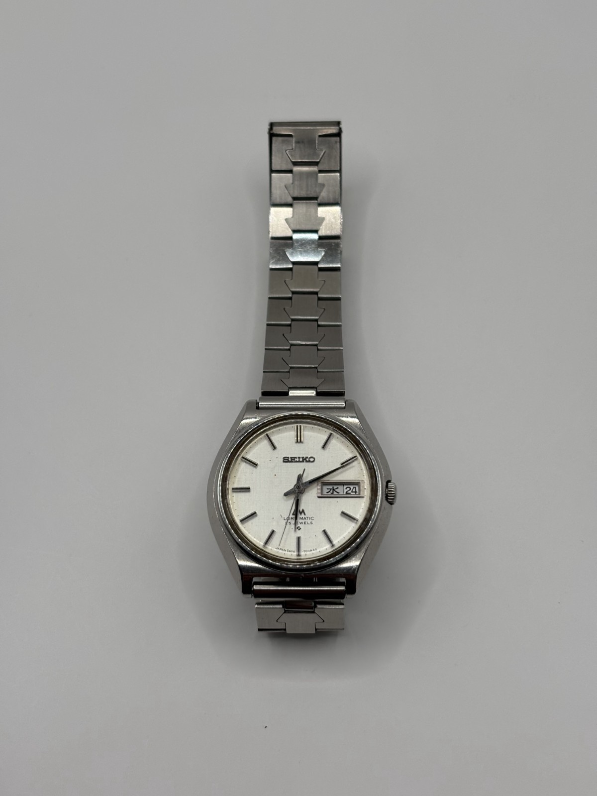 SEIKO Lord Matic 5606 7010 Linen Dial Day Date Automatic Vintage Auth