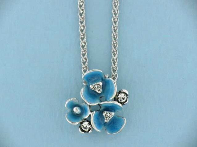 Flower Art Nouveau Necklace Enamel 925 Silver Jewelry New
