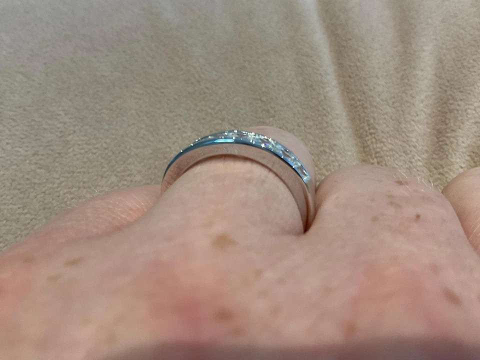 1.88Ct Princess Cut Natural Diamond Eternity Wedding Band 14K White Gold Size 6