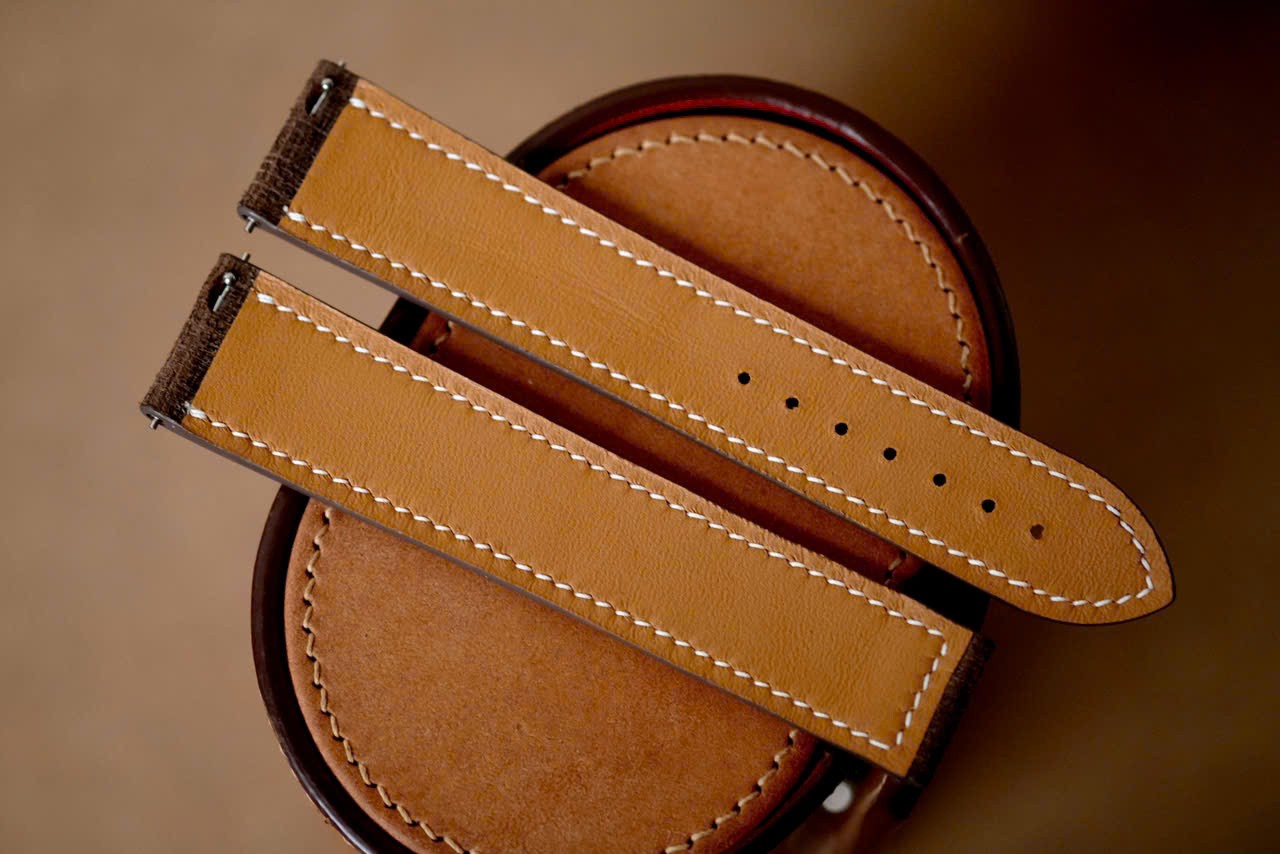 Handmade Mocha brown Babele watch strap watch band size 21/18 (or any size)