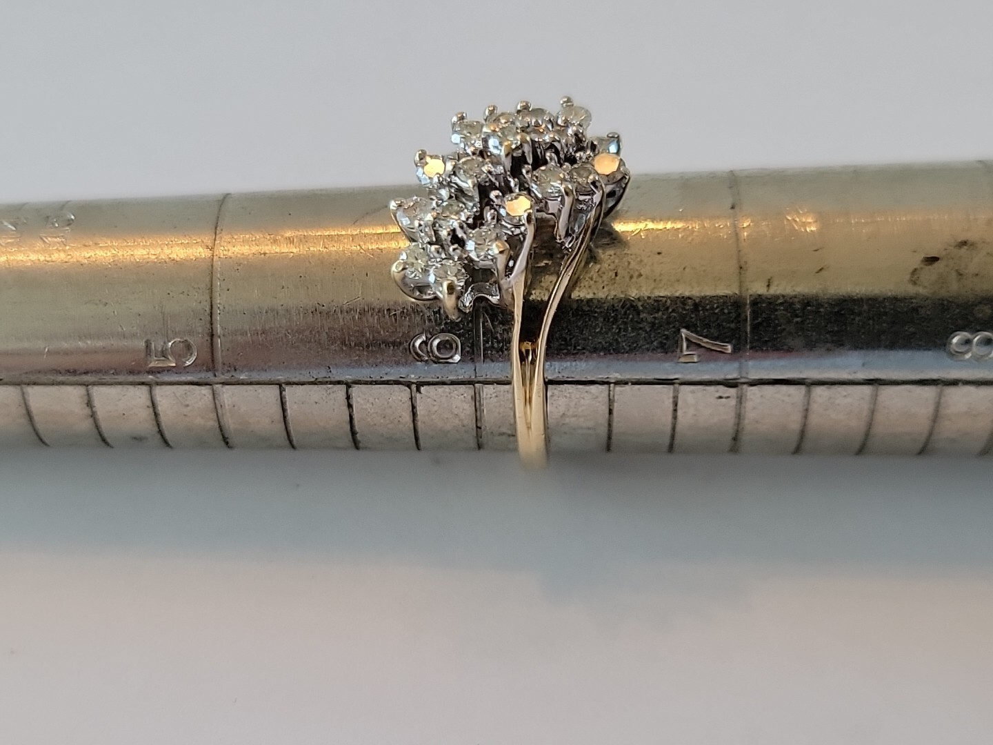 Diamond Waterfall Cluster Cocktail Ring 4.40 Grams 14k Gold .50 In Diamonds