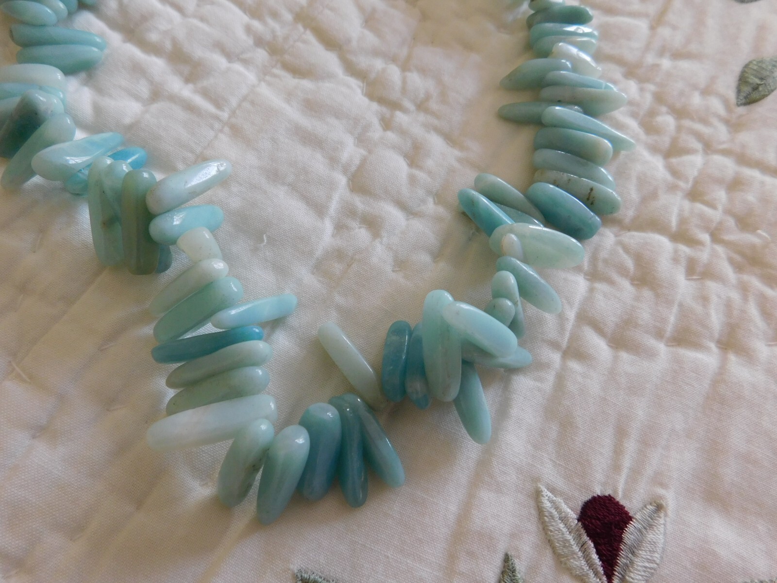 Chunky Boho Blue Teal Pointed Stone Bib Necklace 17” & 2″ Extender 87g