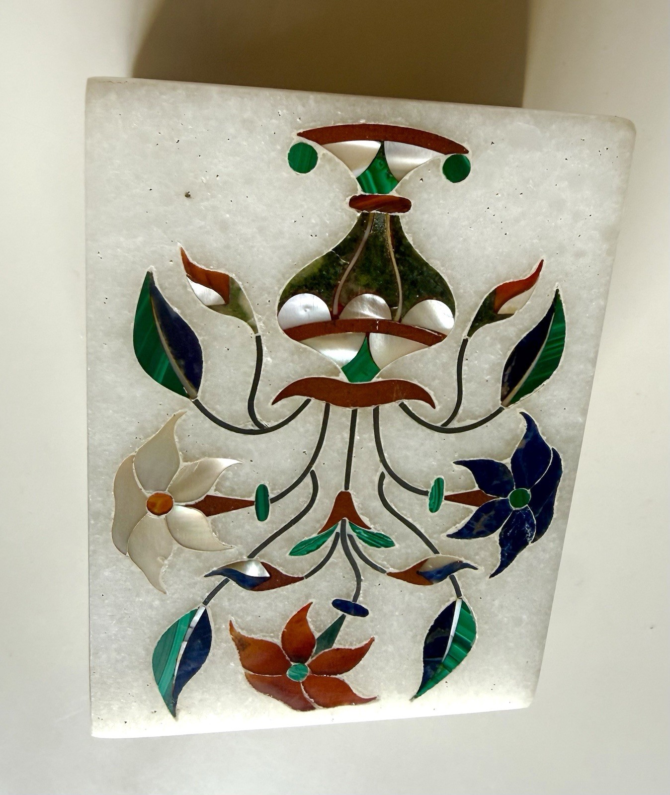 Marble Inlay Art Trinket Jewelry Box Semi-Precious Stone Gifts Mother Of Pearl