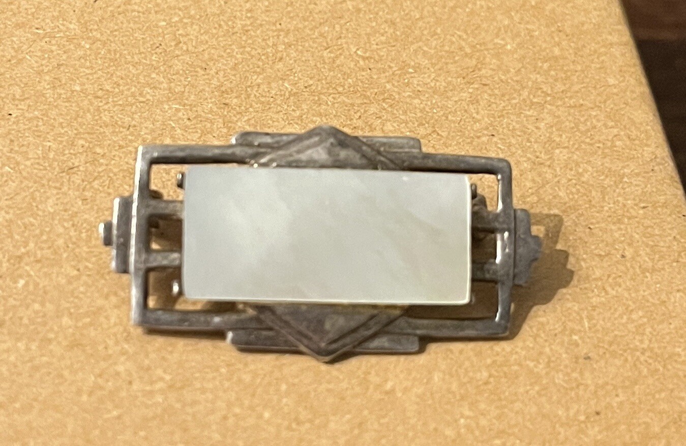 Antique Sterling Silver Mother of Pearl Brooch Pin. Over 100 Years Old! Vintage