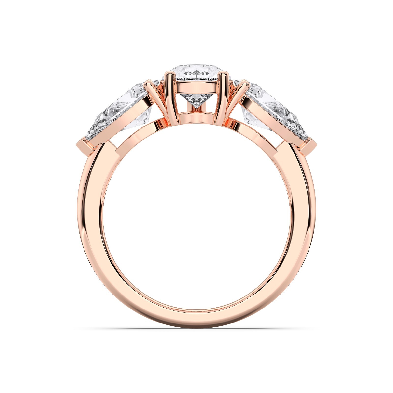 3.40 Ct Pear Cut Moissanite 3 Stone Prong Set Engagement Ring in Silver For Her