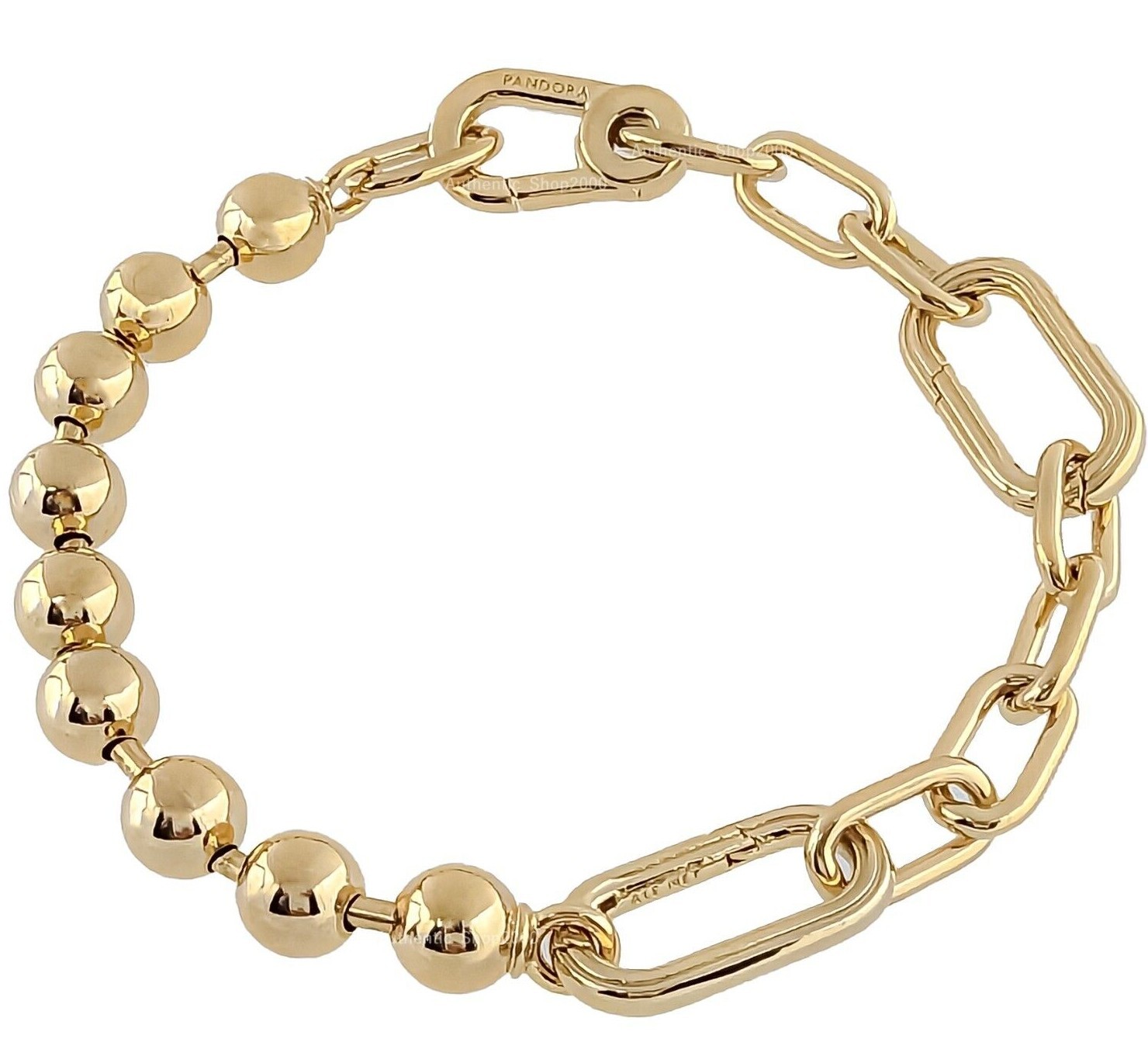 100% New Pandora ME Gold Metal Bead & Link Chain Charm Bracelet 562793C00