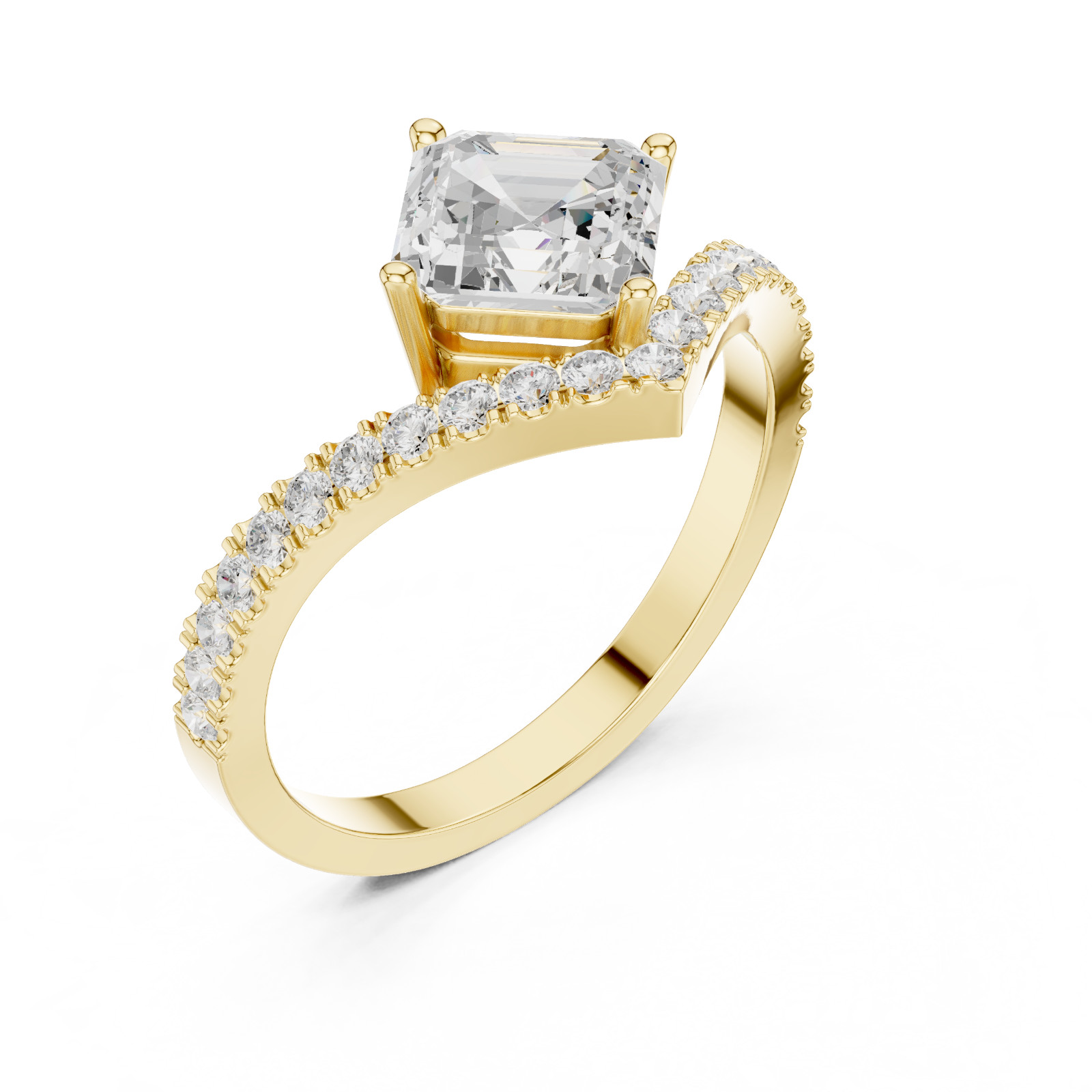 Asscher Certified 1.2 Ct Lab Grown Diamond Promise Engagement Ring 14K Gold Over