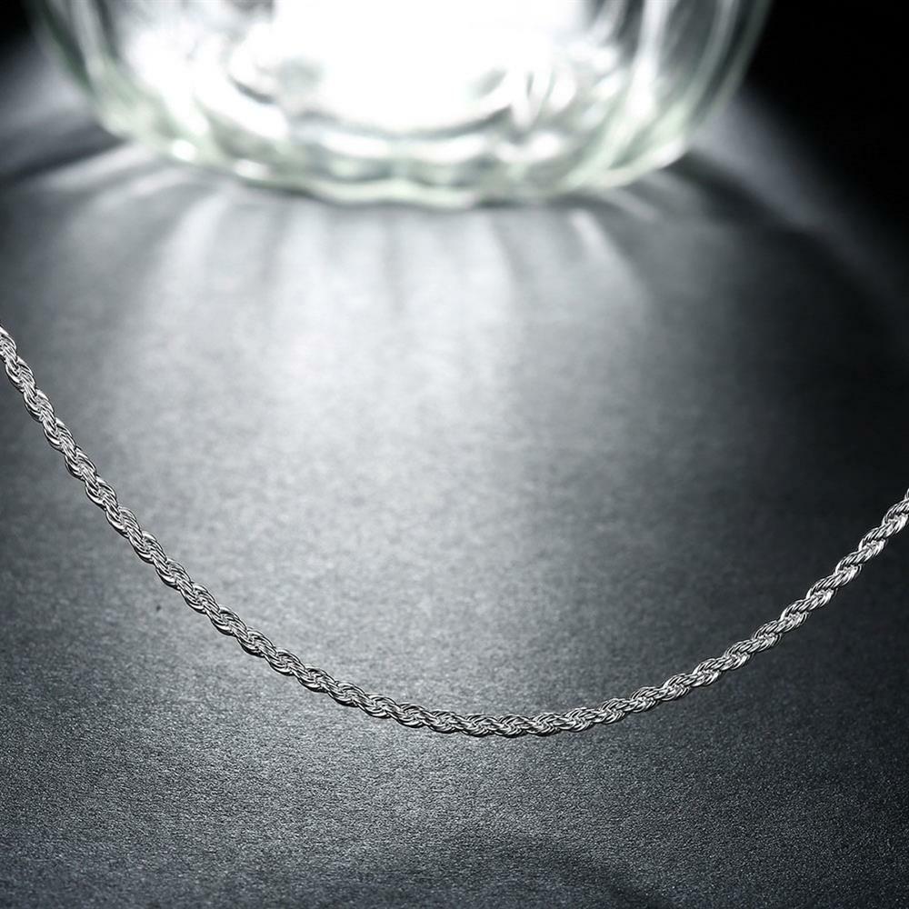 Unisex Sterling Silver Plated Twisted 2MM Chain Necklace Lobster 16″ to 24″ B36