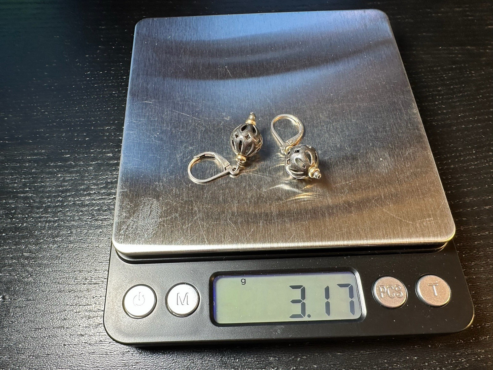 3.17g Sterling Silver Vintage 925 Filigree Perfume Bottle Dangle Drop Earrings