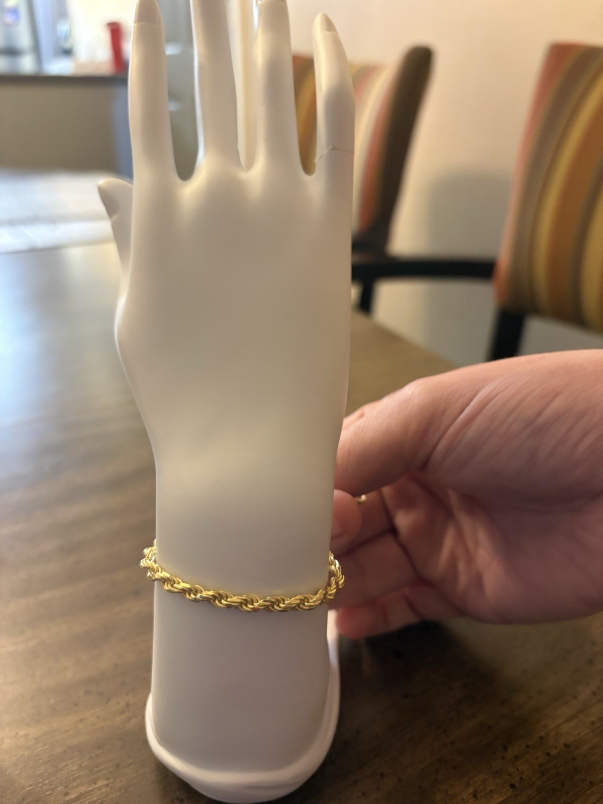 Sterling Silver 925 Gold-Over Rope Chain Bracelet 3.9mm 8in 9.8 Grams