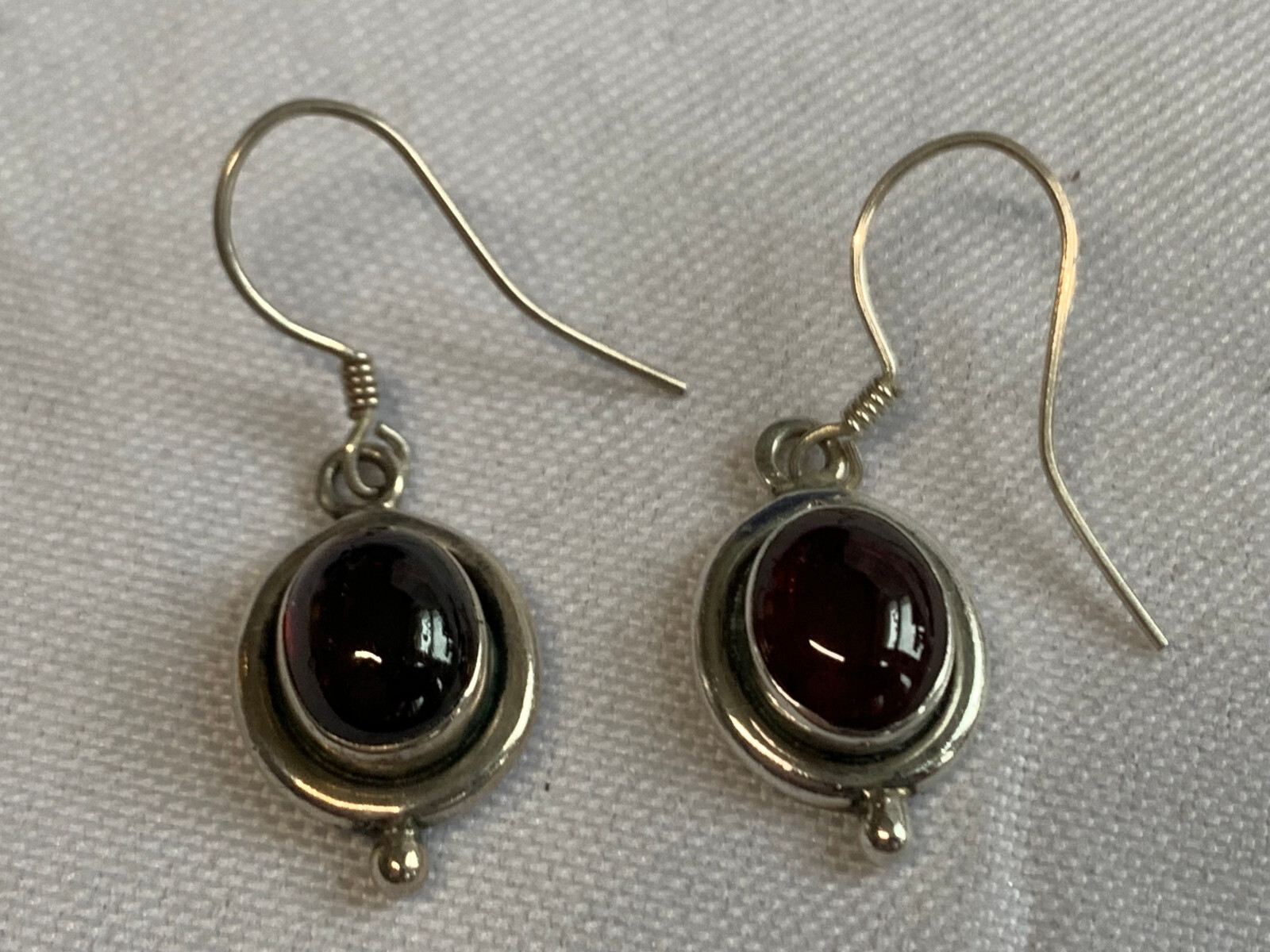 Sterling Silver Dangle Earrings 5.59g Fine Jewelry Dangle Garnet Color Stones