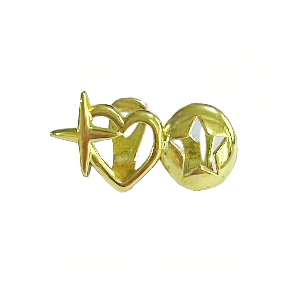 Vintage Double Hollow Heart Star Teeth Grillz Hip Hop Glossy Cross Tooth Caps