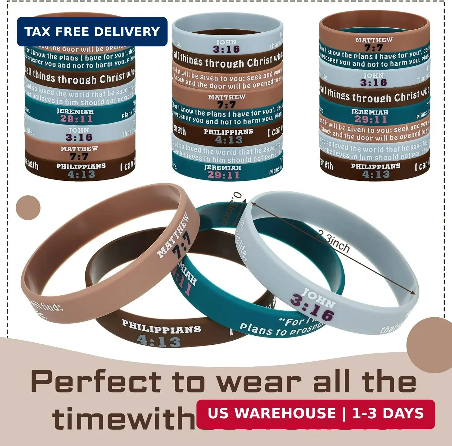 32 Pcs Bible Verse Bracelets Christian Scripture Silicone Wristbands Religious J