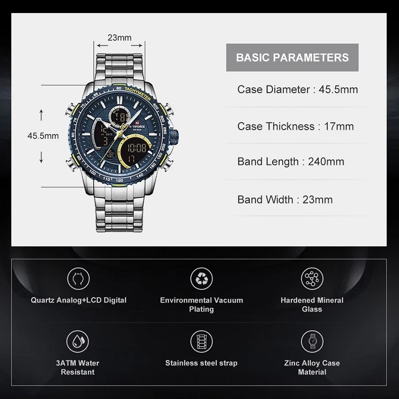 NAVIFORCE Fashion Men Watch Luxury Brand Sport Watch For Men Chronograph Quartz