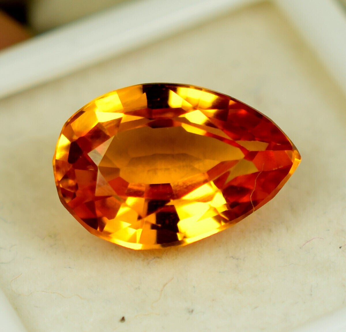 6.65 Ct+ Nice Color Natural Fire Orange Spessartite Garnet Namibia Pear Gemstone