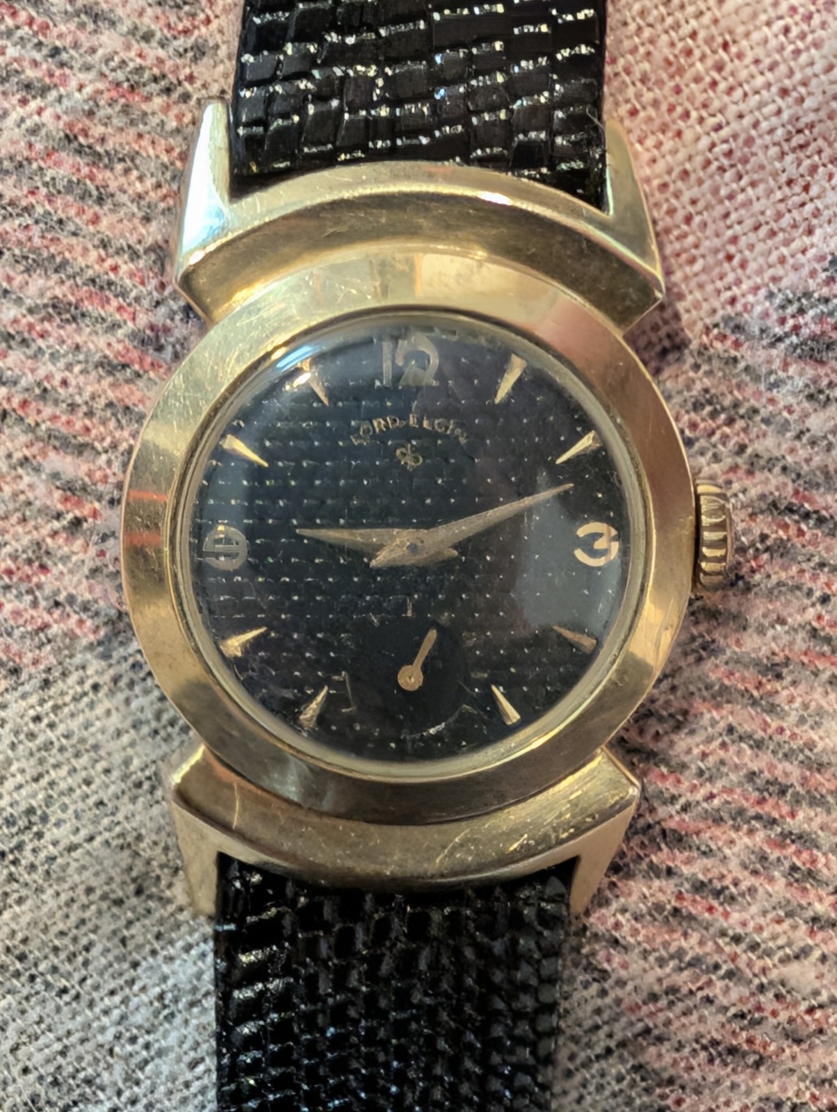 Vintage 1953 Lord Elgin Black Knight 4814 14K GF 21J Cal 680 Manual Men’s Watch