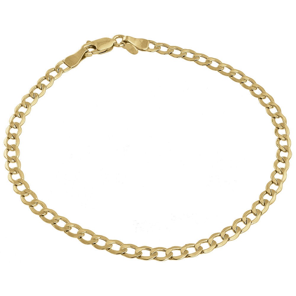 Mens or Ladies 10k Yellow Gold Flat Cuban Curb 4.60mm Link Bracelet 7-10 Inches