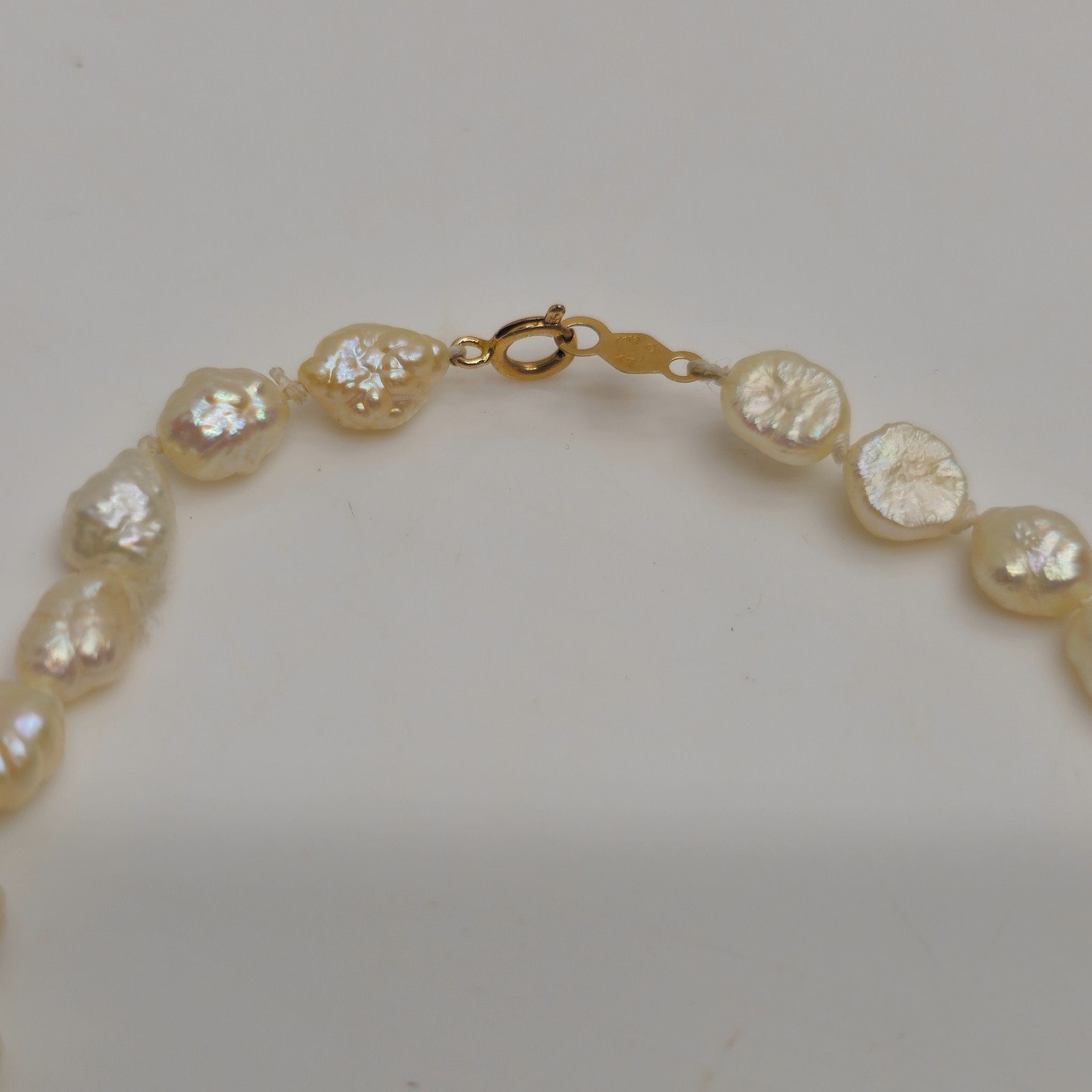 14K Rice Pearl Bracelet Black Center Stone WW Stamp Approx 7in Classic