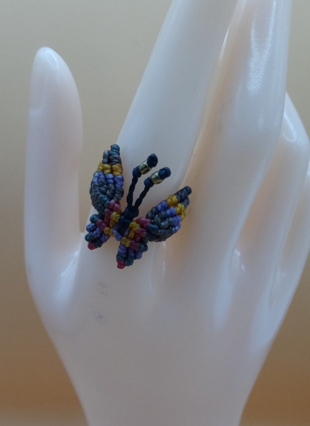 Women’s Ring Woven Macramé Thread Butterfly Design