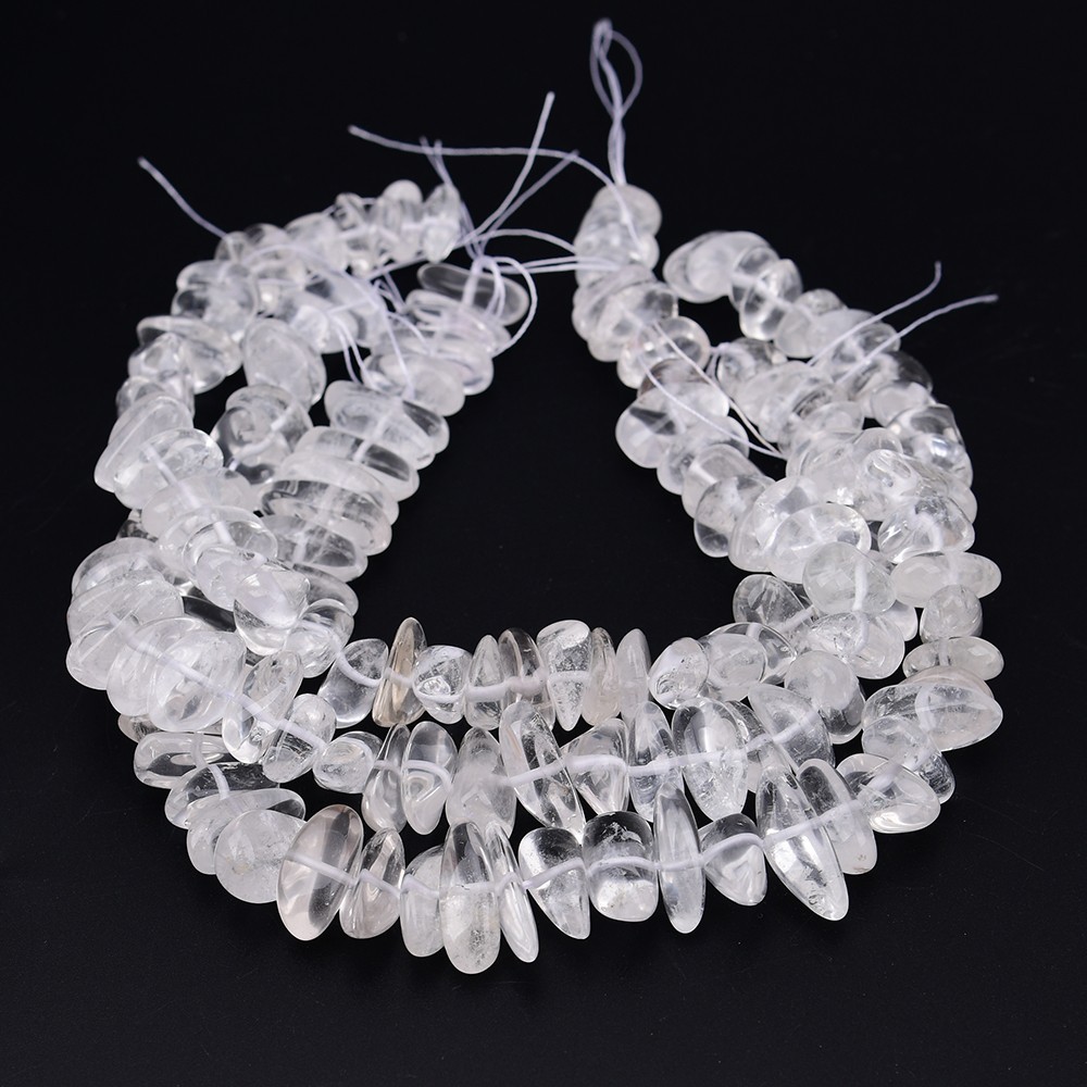 Natural Clear Rock Quartz Smooth Crystal Nugget Loose Space Beads 16” Jewelry
