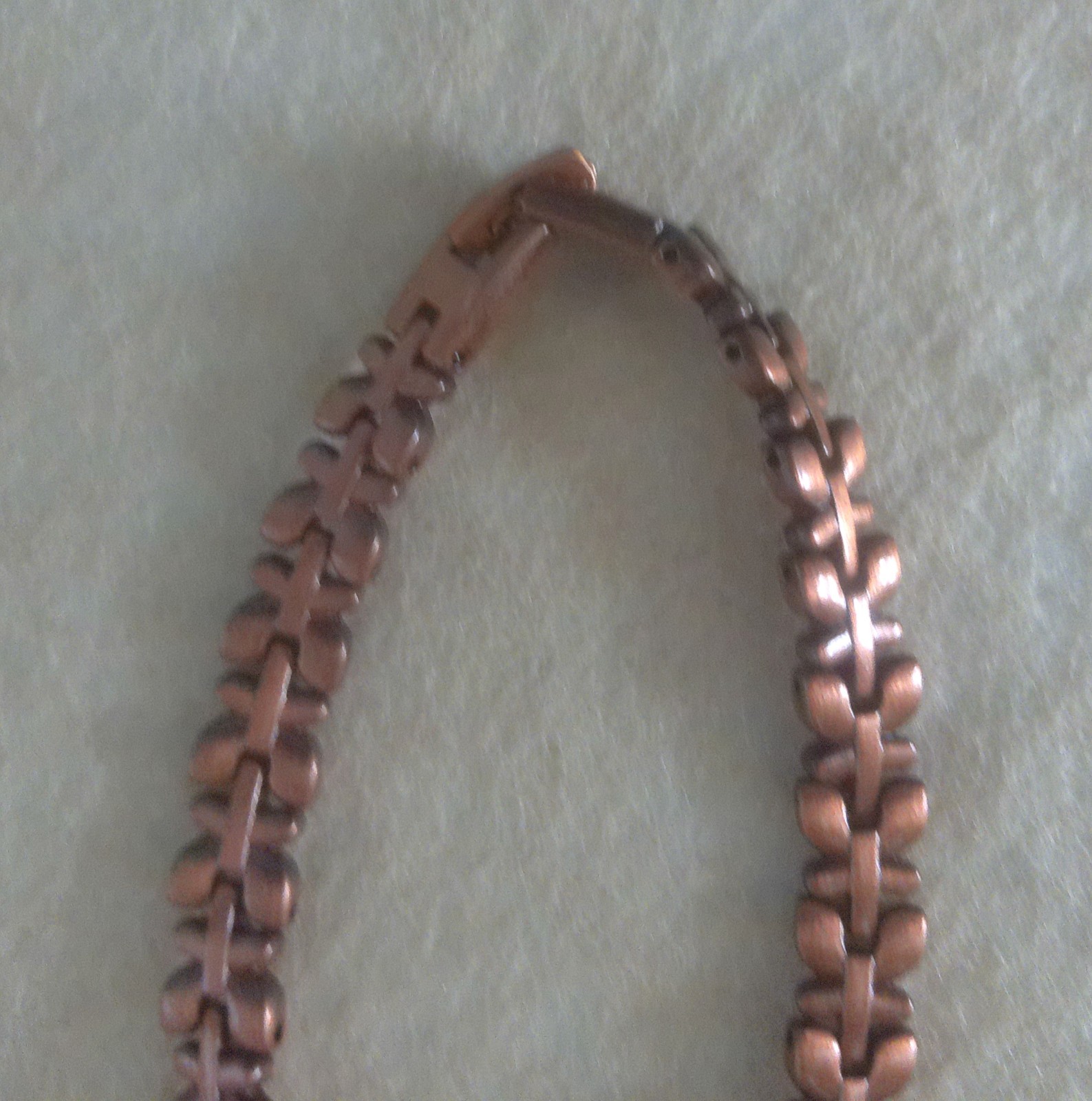 New Copper Toned Petal Link 8″ Bracelet with Fold Over Clasp All Occasions