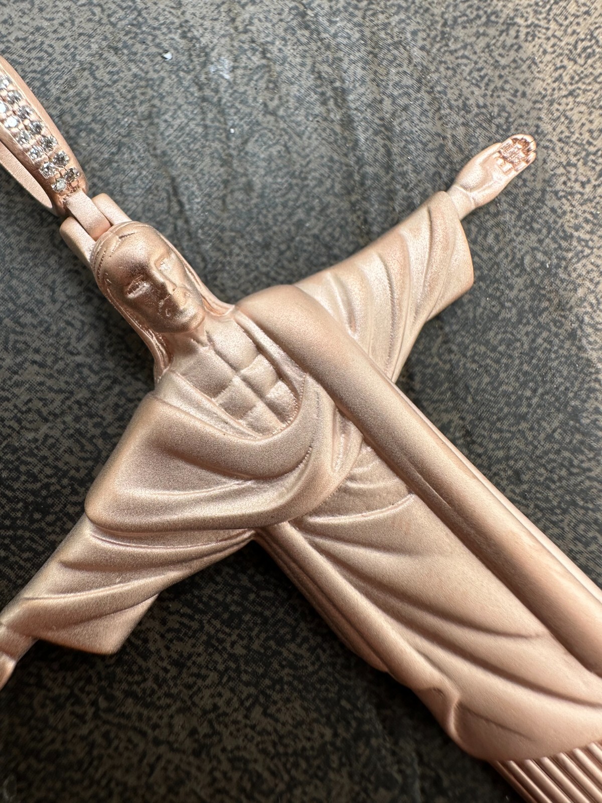 MOISSANITE Christ The Redeemer 925 Silver/ Yellow Rose Gold Necklace Jesus Piece
