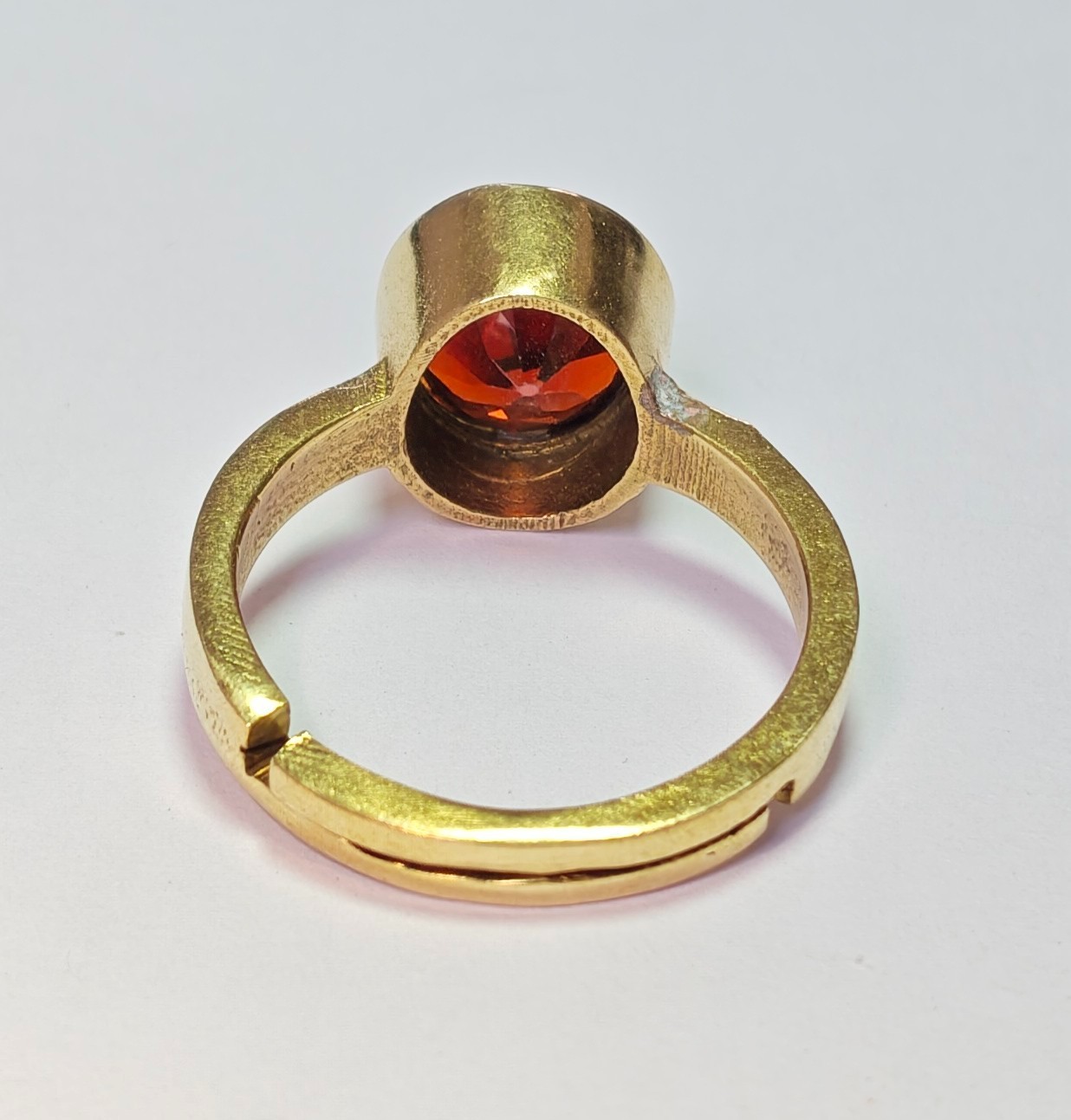 Red Garnet (Gomed) Oval Gemstone Glod plated Adjustable Ring for men and Women