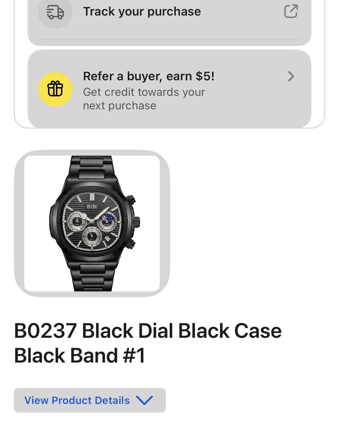 BIBI Luxury Watch, B0237 Black Dial Black Case Black Band