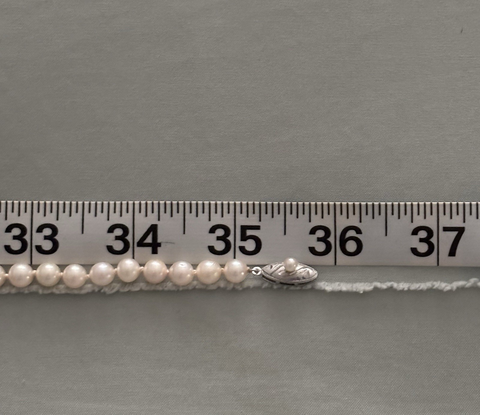 Vintage Akoya Pearl Necklace Silver Clasp 6mm 35” Opera Length Creamy Hue