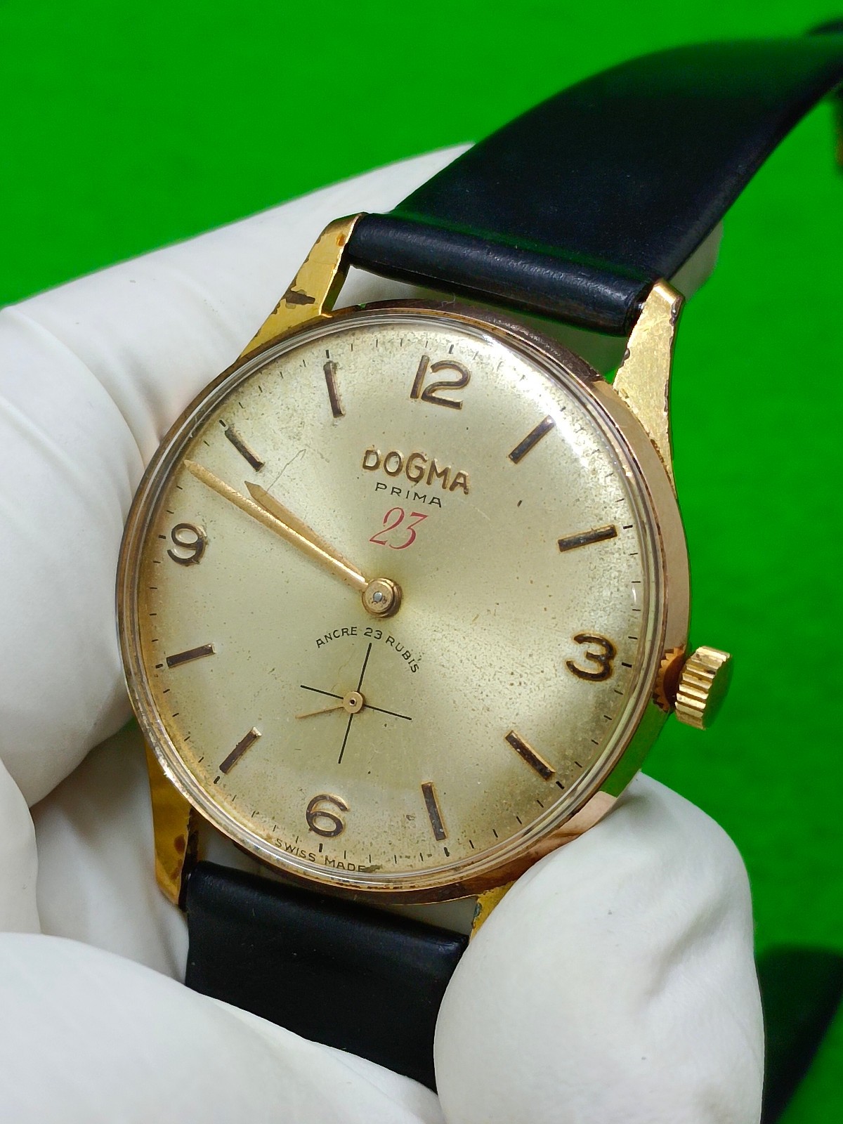 vintage DOGMA watch PRIMA 23 RUBIS Mechanical Manual Gold Plated G 10