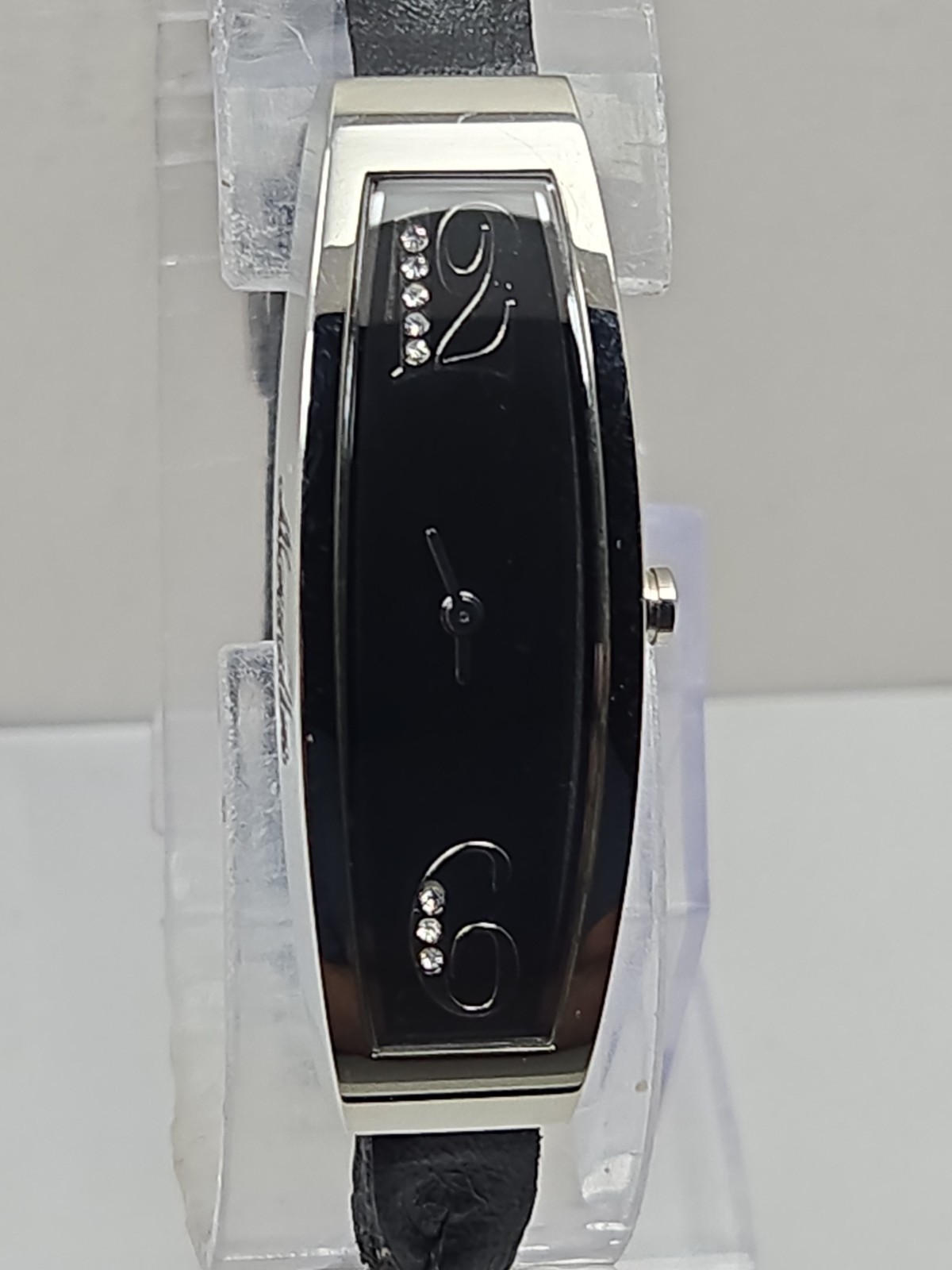Mercedes Benz Womens 15mm Slim Black Braided Leather Watch Swiss New Battery
