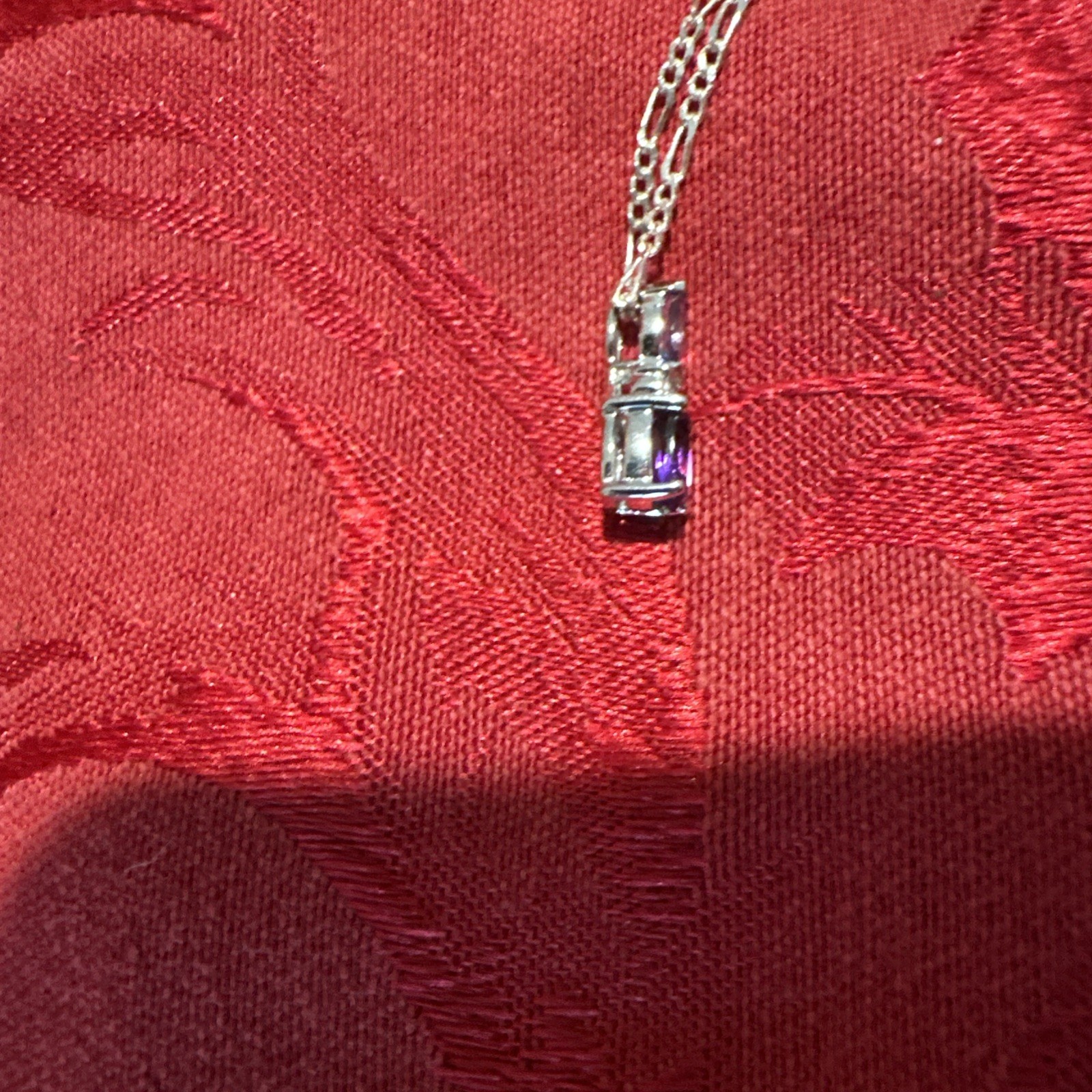 Faux Amethyst Necklace with Silver Chain and Setting