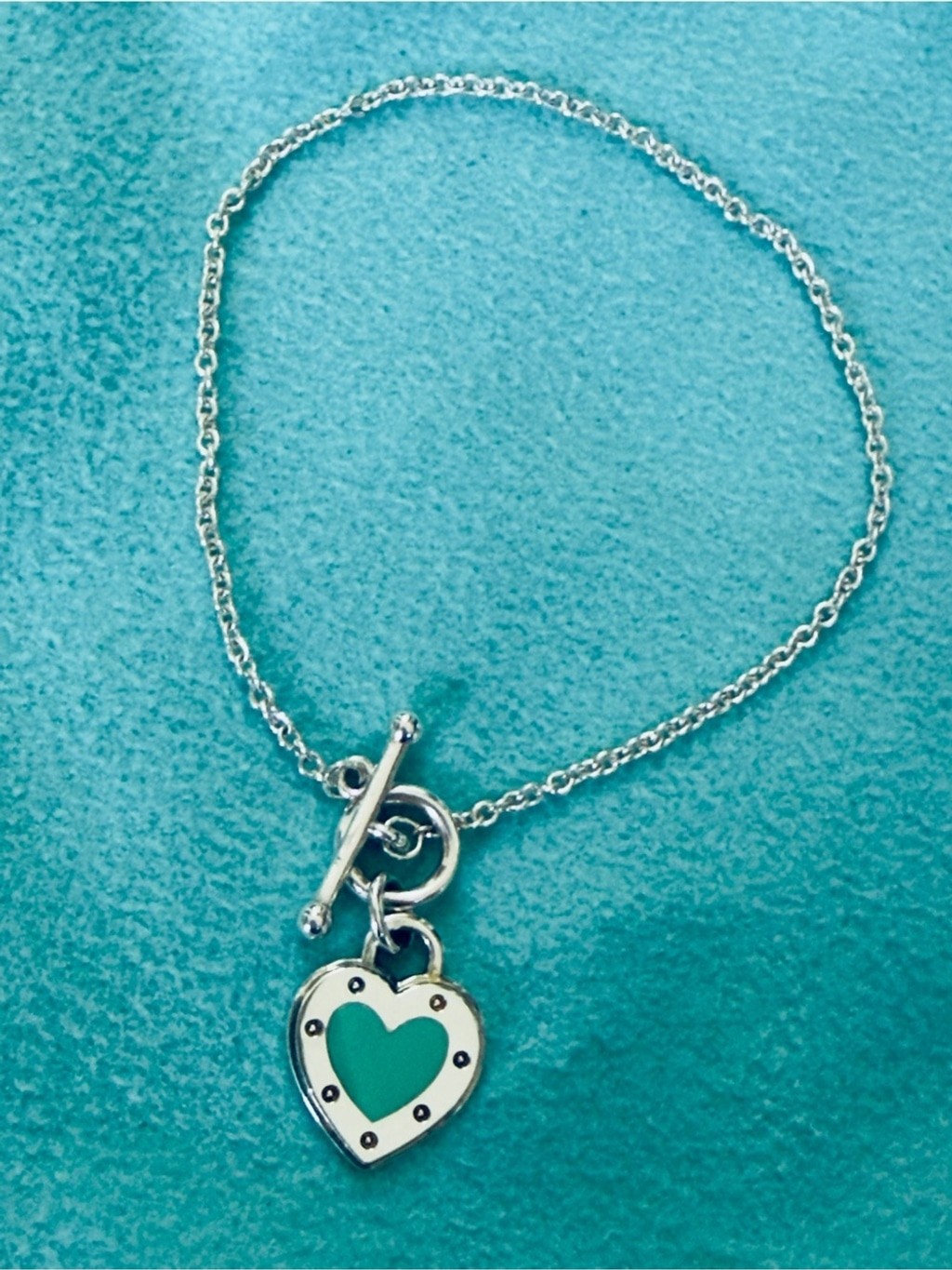 Tiffany & Co. Sterling Silver Blue Enamel “LOVE” Toggle Bracelet 6.3 Inches