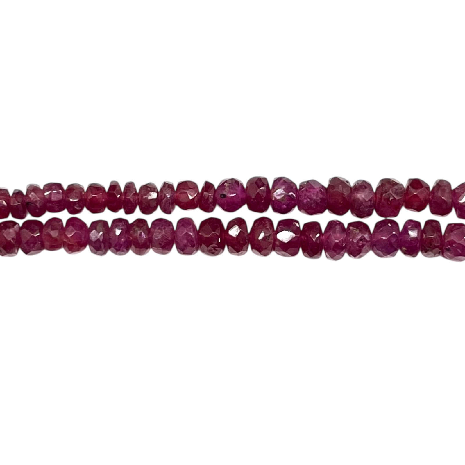 18″ Natural Ruby Necklace 2.5-5mm Sparkling Red Faceted Beads 925 Silver Clasp