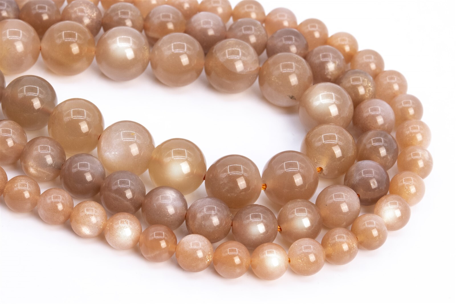 Genuine Natural Flash Orange Moonstone Grade AAA Round Loose Beads 6/7-8/10MM