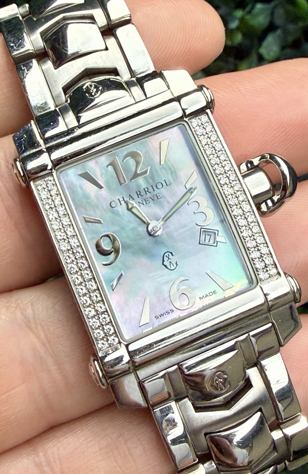Philippe Charriol Columbus Stainless MOP Dial Diamond Bezel Quartz Watch CCSTRH