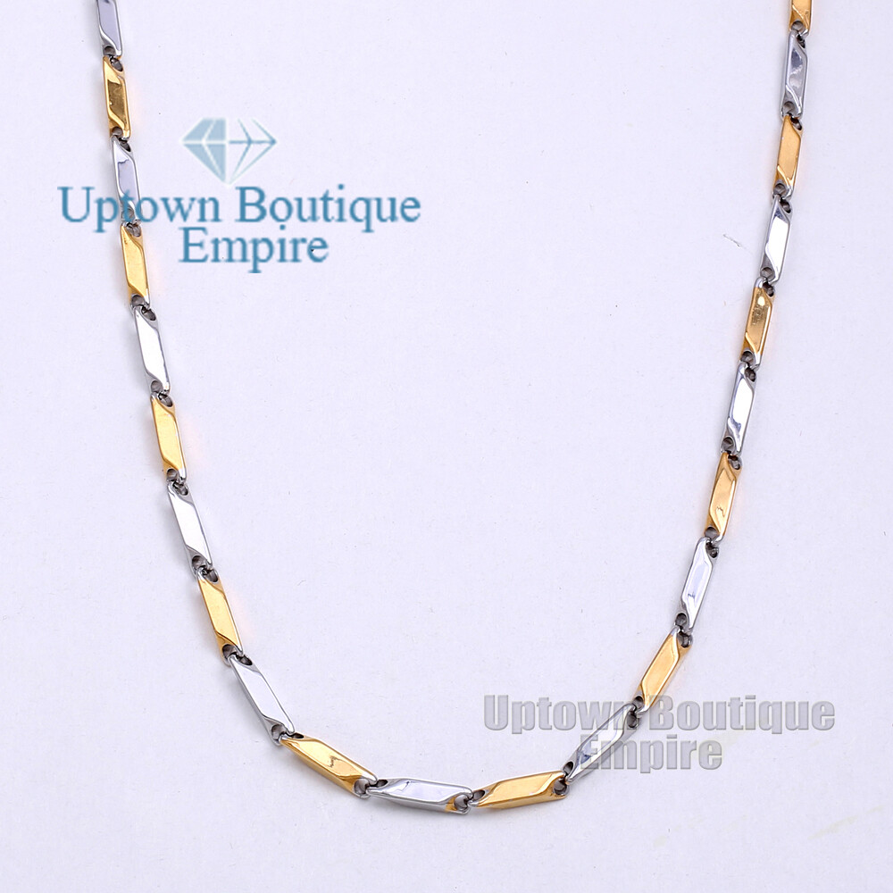 18-36″ Gold/Silver Men’s Stainless Steel Arrow Bullet Stick Necklace Chain Link