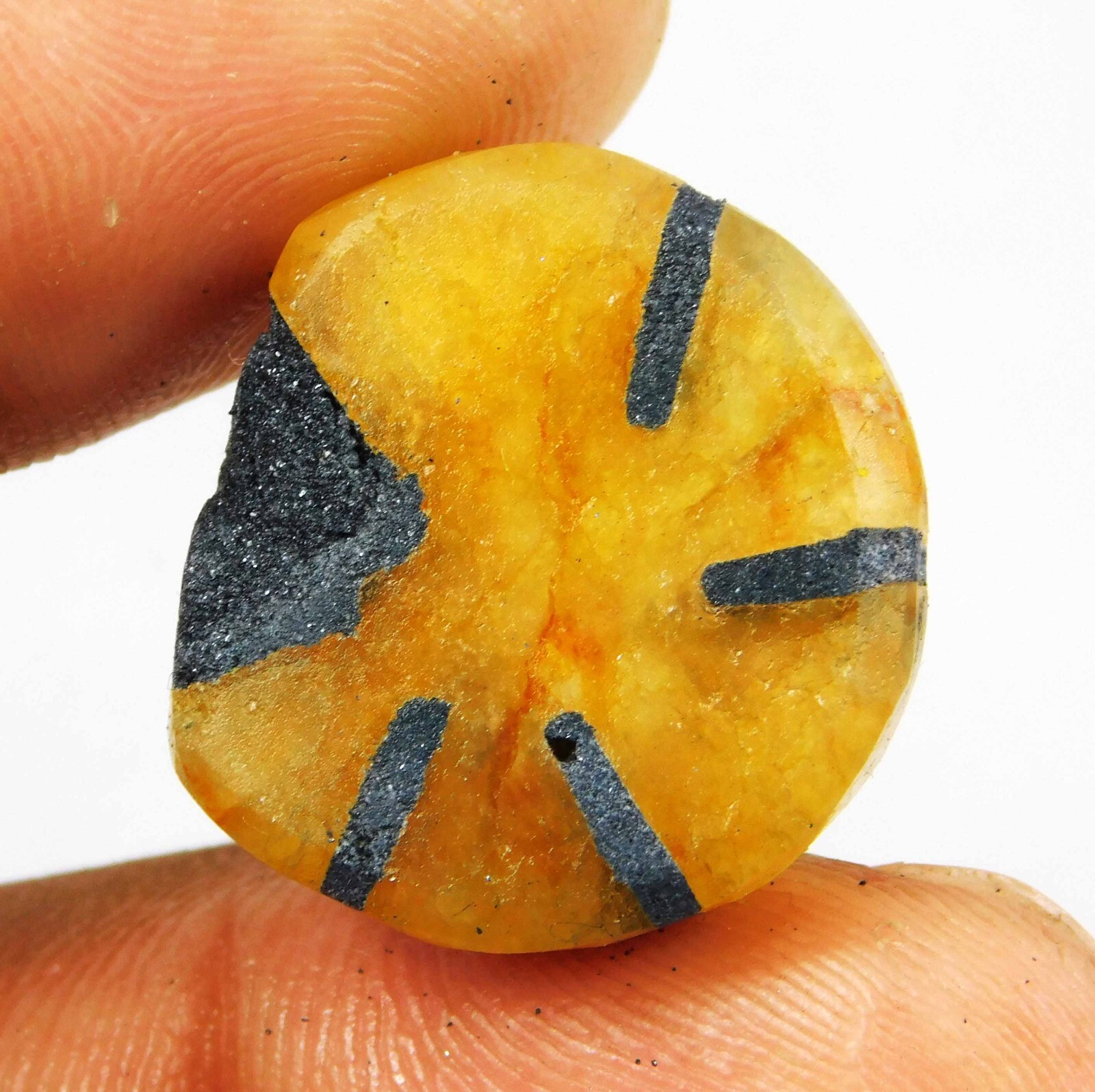 Natural 26.75 Ct Ceylon Trapiche Yellow Sapphire Round Cut Loose Gemstone