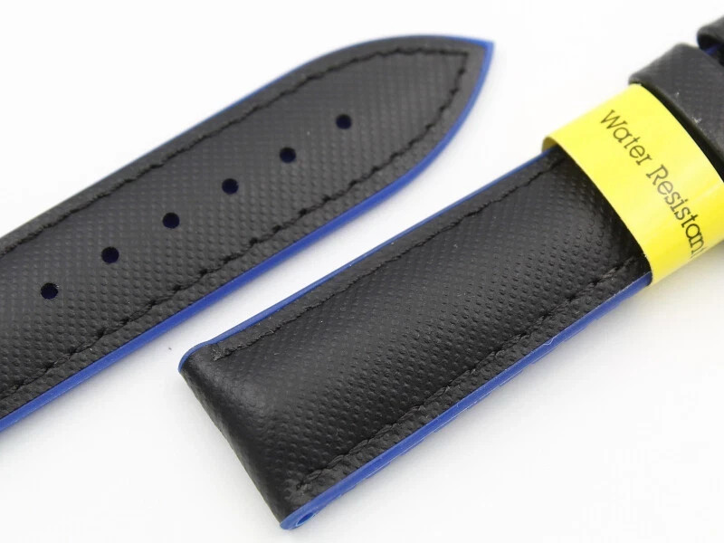 Morellato Waterproof Silicone Strap Black/Blue 22/20mm Steel Buckle New