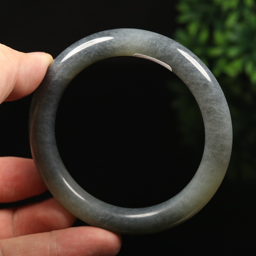 61mm Certified 100% Natural Grade A Black Green Xiu Jade Bangle Bracelet 12533
