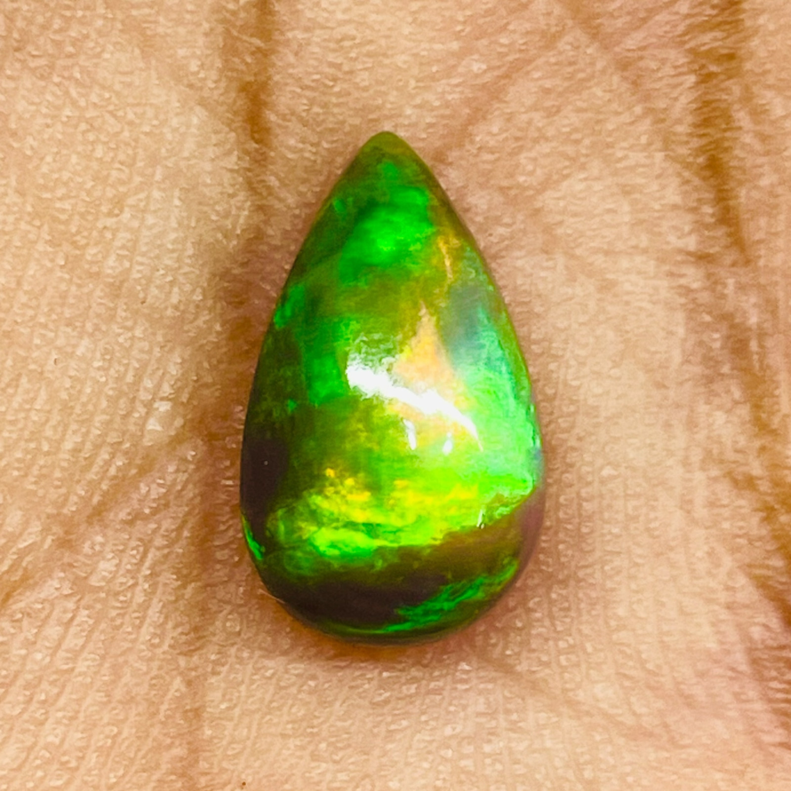 2.88 Ct Natural Ethiopian Black Opal 13.8x8mm Multi Fire Loose Cabochon Gemstone