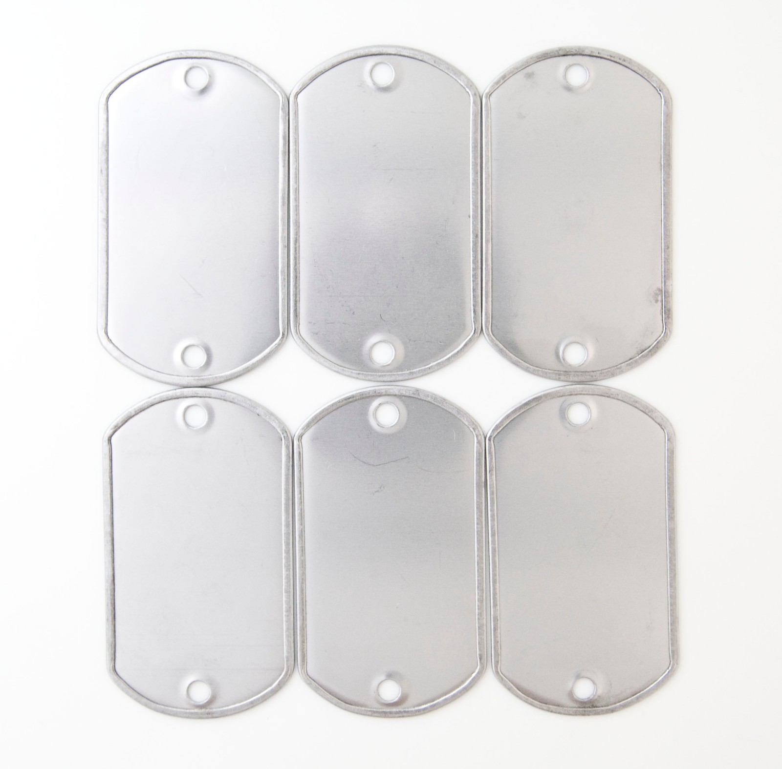 WHOLESALE 10 25 50 100 TWO HOLE BLANK DOG TAG STAINLESS STEEL MILITARY SPEC