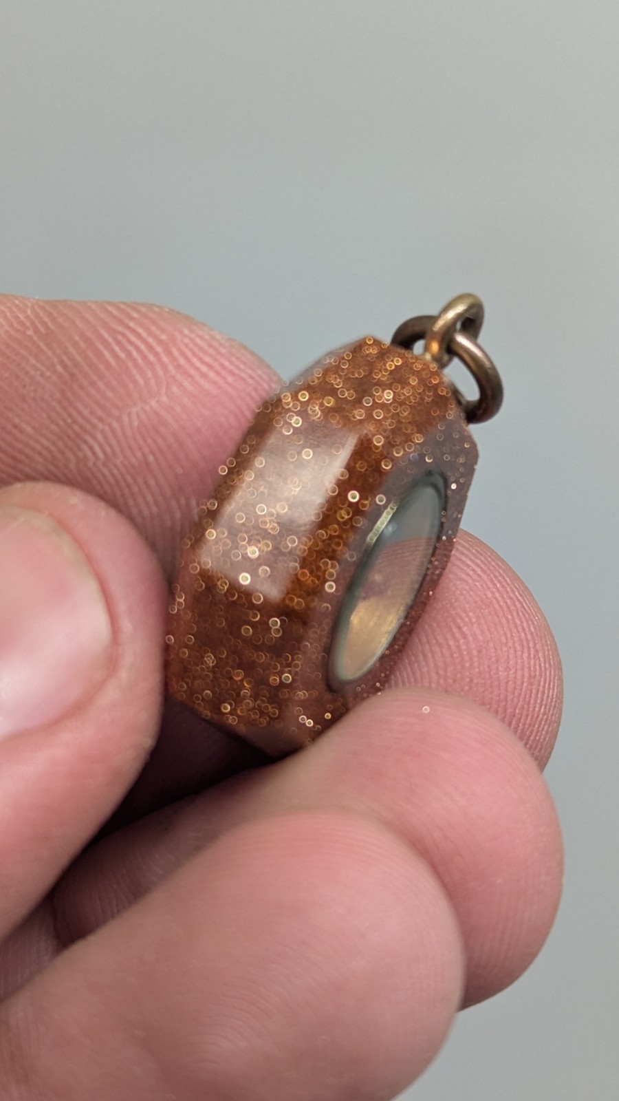 Antique Goldstone Compass Pendant Watch Fob Octagon Victorian Era Jewelry